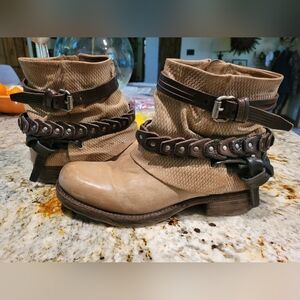 Women's A.S.98 Taupe Tan Leather Ankle Boots 38